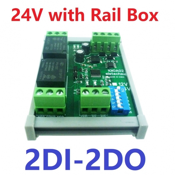 10IOA02 24V 2CH Isolation Digital Switch 2DI-2DO PLC IO Expanding Board RS485 Relay Module Modbus RTU Code 01 05 15 02 03 06 16