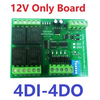 10IOA04 12V 4CH Isolation Digital Switch 4DI-4DO PLC IO Expanding Board RS485 Relay Module Modbus RTU Code 01 05 15 02 03 06 16