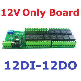 10IOA12 DC 12V 12CH Isolation Digital Switch 12DI-12DO PLC IO Expanding Board RS485 Relay Module Modbus RTU Code 01 05 15 02 03 06 16