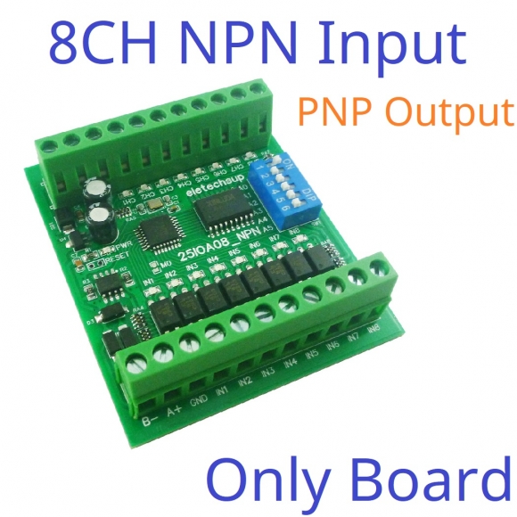 25IOA08 8CH NPN only Board DI-DO PNP to PNP RS485 Modbus Rtu Remote IO Module DC 12-24V 300MA DMOS PNP High Level Output for PLC LED Smart Home IOT