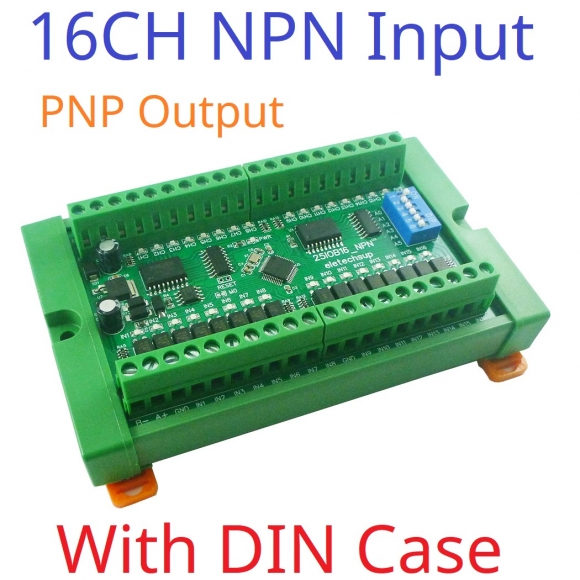 25IOB16 16CH NPN with Box DI-DO PNP to PNP RS485 Modbus Rtu Remote IO Module DC 12-24V 300MA DMOS PNP High Level Output for PLC LED Smart Home IOT