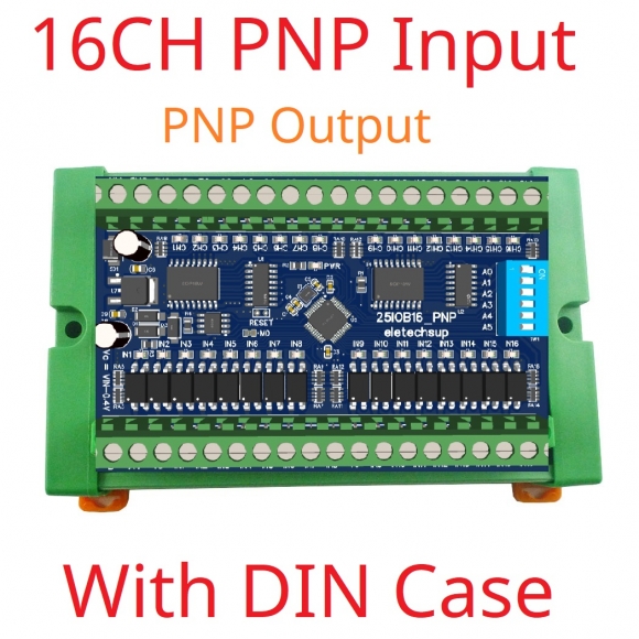 25IOB16 16CH PNP with Box DI-DO PNP to PNP RS485 Modbus Rtu Remote IO Module DC 12-24V 300MA DMOS PNP High Level Output for PLC LED Smart Home IOT