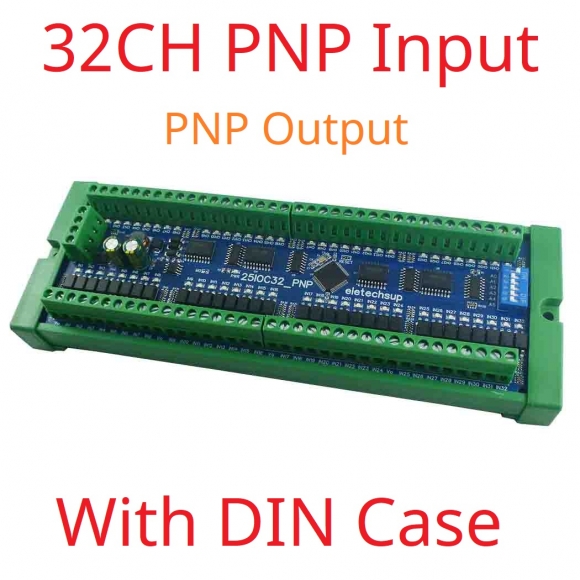 25IOC32 32CH PNP with Box DI-DO PNP to PNP RS485 Modbus Rtu Remote IO Module DC 12-24V 300MA DMOS PNP High Level Output for PLC LED Smart Home IOT