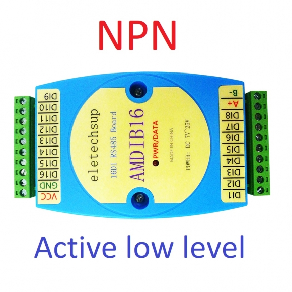 AMDIB16 NPN 16DI DC 12V 24V NPN Digital Input Module RS485 Isolated Communication MODBUS RTU PLC Expansion Board