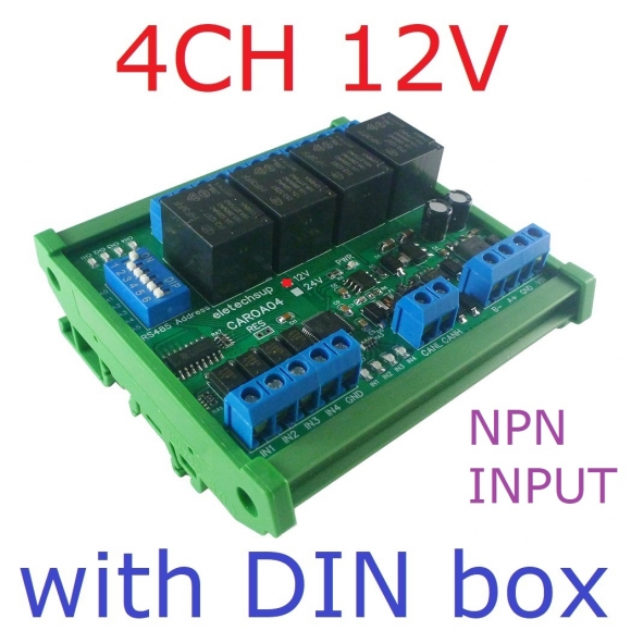 CAROA04 12V NPN 4DI-4DO CAN Relay Controller Module RS485 Digital IO Expanding Board for CNC Car Automated Industry