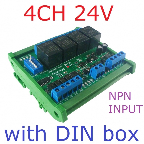 CAROA04 24V NPN 4DI-4DO CAN Relay Controller Module RS485 Digital IO Expanding Board for CNC Car Automated Industry