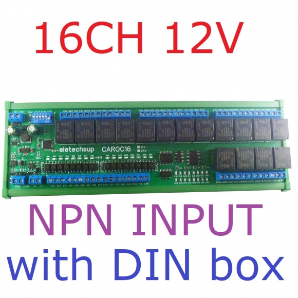 CAROC16 12V NPN 16DI-16DO CAN Relay Controller Module RS485 Digital IO Expanding Board for CNC Car Automated Industry