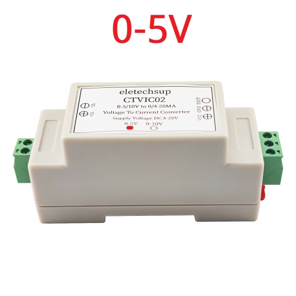 CTVIC02 (0-5V) Industrial Grade Voltage to Current Transmitter 0-5V/0-10V to 4-20mA/0-20mA V/I Linear Converter DAC to Current Din Rail Shell