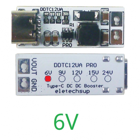 DDTC12UA Output 6V Mini 9W Full Function Type-C DC-DC Boost Converter USB DC 5V to 6V 9V 12V 15V 24V Step-up Voltage Regulator for QC PD Charger