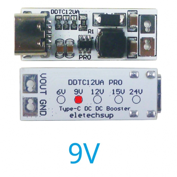 DDTC12UA Output 9V Mini 9W Full Function Type-C DC-DC Boost Converter USB DC 5V to 6V 9V 12V 15V 24V Step-up Voltage Regulator for QC PD Charger