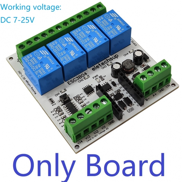 ESC3B04 Only Board DC 7-24V ESP32 C3 Super Mini Expansion Board 4AI-4DO RS485 Relay Module for Arduino WEB MQTT Ethernet Network IOT