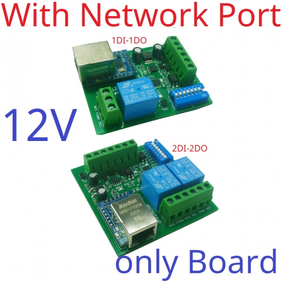 ETROA01 12V Only Board 1DI-1DO 3 IN 1 Serial Serve/Ethernet/RS485 Relay Module Modbus RTU TCP/IP UART DI-DO Network Controller Switch PLC Remote IO Board