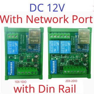 ETROA01 12V with Din Box 1DI-1DO 3 IN 1 Serial Serve/Ethernet/RS485 Relay Module Modbus RTU TCP/IP UART DI-DO Network Controller Switch PLC Remote IO Board