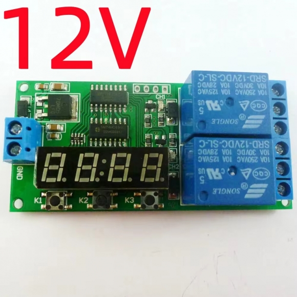 KC22B02 DC 12V 2 Channel Multifunction Delay Timer Module Delay Relay Controller Motor Reverse Cycle Loop Timers