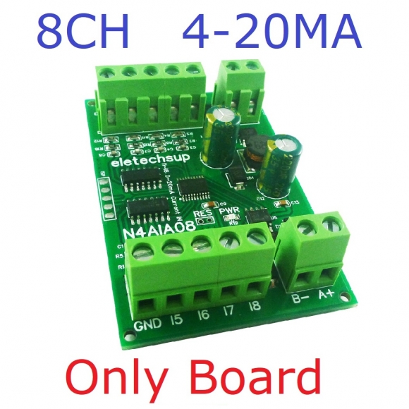 N4AIA08 22CH 4-20MA Current & 2CH 0-30V Voltage Input RS485 AI Module 24CH 12-bit ADC Collector Board MODBUS RTU PLC IO