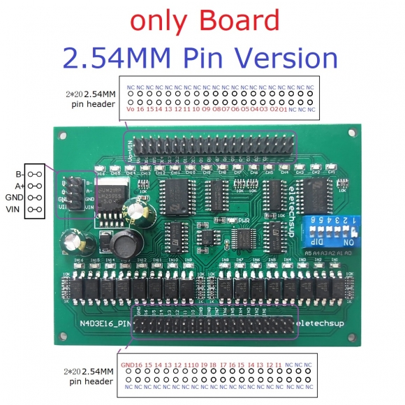 N4D3E16 DC 9V 12V 24V 16DI-16DO RS485 Modbus RTU Remote IO Board N4D3E16 Switch Input Output Module for Touch Panel PLC Relay LED