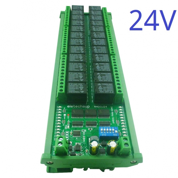 N4DOJ24 24V 24CH RS485 Relay Modbus RTU Module 10A NC COM NO Dry Contact Output Interface DIN35 C45 Rail Box UART PC PLC Expansion Board