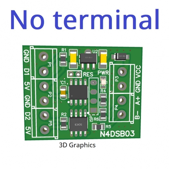 N4DSB03 No terminal 2CH RS485 Modbus -55 to +125C Temperature Collector DS18B20 Sensor Adapter Board HMI PLC Analog Input Remote IO Module