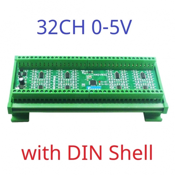 N4DVB32 0-5V With Box 32-AI RS485 Differential Voltage Collector Modbus RTU 0-5V 0-10V Analog Input ADC Signal Acquisition System DC 12V 24V