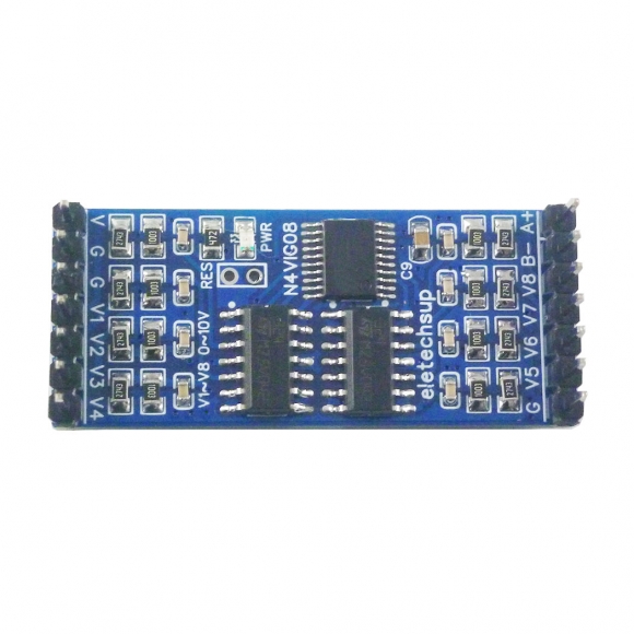 N4VIG08 DC 5V 8AI 8CH Analog-to-Digital Conversion ADC Module 0-10V Voltage Current to RS485 Modbus PinBoard PLC Remote IO DIY