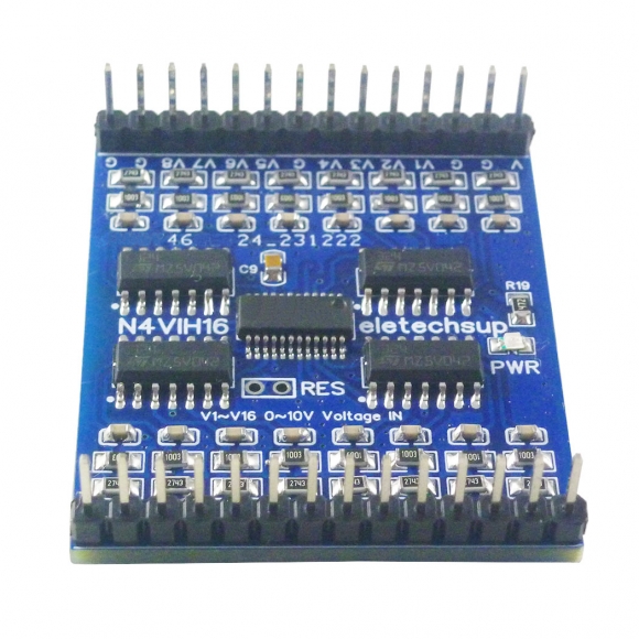 N4VIH16 12V 16AI 0-5V 0-10V Current/Voltage Analog Acquisition RS485 Modbus RTU ADC Module DC 5V 12V 24V mini PinBoard