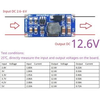 ND2A12MA Output 12V6 4.2V 8.4V 12.6V 1Cell to 2-3Cell Battery Voltage Doubler DC-DC Converter 3.3V 3.7V 4.2V to 5V 8.4V 12V 12.6V Voltage Booster