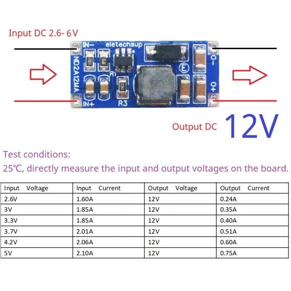 ND2A12MA Output 12V 4.2V 8.4V 12.6V 1Cell to 2-3Cell Battery Voltage Doubler DC-DC Converter 3.3V 3.7V 4.2V to 5V 8.4V 12V 12.6V Voltage Booster