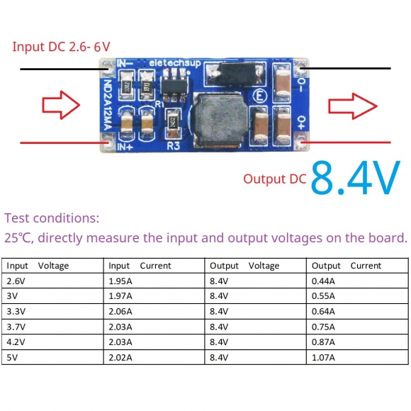 ND2A12MA Output 8V4 4.2V 8.4V 12.6V 1Cell to 2-3Cell Battery Voltage Doubler DC-DC Converter 3.3V 3.7V 4.2V to 5V 8.4V 12V 12.6V Voltage Booster