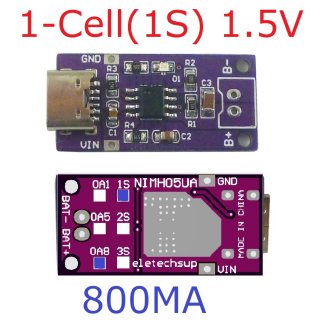 NIMH05UA 1S 0.8A TYPE-C 1 Cell NIMH Battery Charger Module 1.5V 3V 4.5V for 1.2V 2.4V 3.6V Nickel-Metal Hydride Battery 800MA