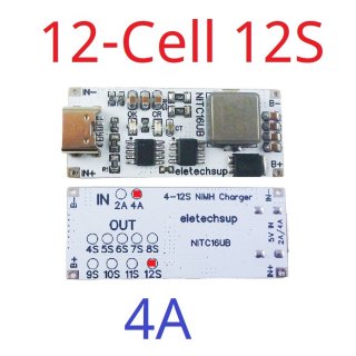 NITC16UB 4A 12 Cell NIMH Charger Module TYPE-C DC 5V Boost BMS CC/CV NiCd for 4.8V 6V 7.2V 8.4V 9.6V 10.8V 12V 13.2V 14.4V Battery