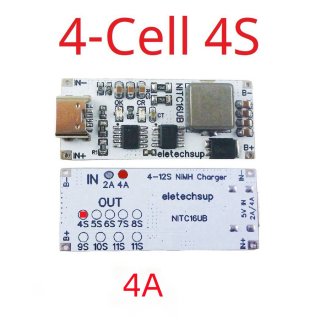 NITC16UB 4S 4A 4 Cell NIMH Charger Module TYPE-C DC 5V Boost BMS CC/CV NiCd for 4.8V 6V 7.2V 8.4V 9.6V 10.8V 12V 13.2V 14.4V Battery