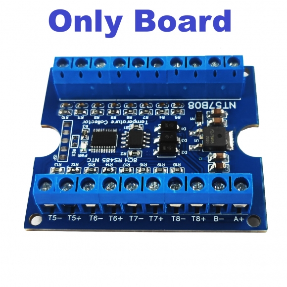 NT57B08 (Only Board) 8Ch Paperless Recorder Controller RS485 Resistance Temperature Collector 10K 3950 1% NTC Waterproof Probe for IOT PLC Smart Home