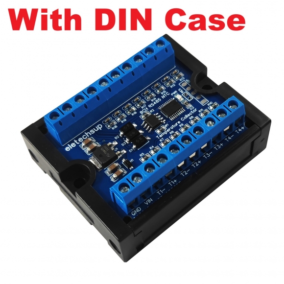 NT57B08 (With DIN Case) 8Ch Paperless Recorder Controller RS485 Resistance Temperature Collector 10K 3950 1% NTC Waterproof Probe for IOT PLC Smart Home