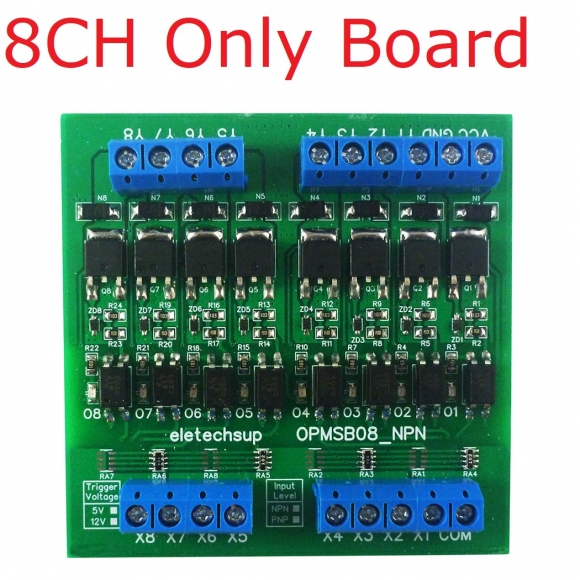 OPMSB08 PNP Input 3.3-5V PNP Output 8CH DC 3.3-24V 0-2kHz PWM Signal Amplifier NPN/PNP Logic Level Converter LED Driver 5A IO Current Amplifier