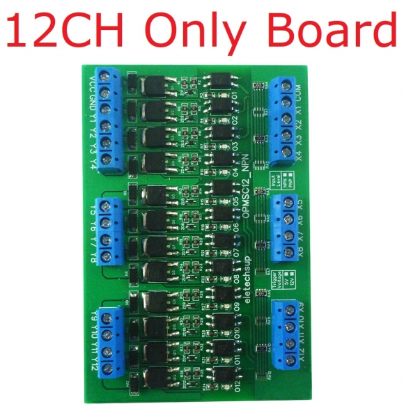 OPMSC12 NPN Input 3.3-5V NPN Output 12CH DC 3.3V/5V/12V/24V 5A PLC Signal Amplifier NPN/PNP Logic Level Converter Module