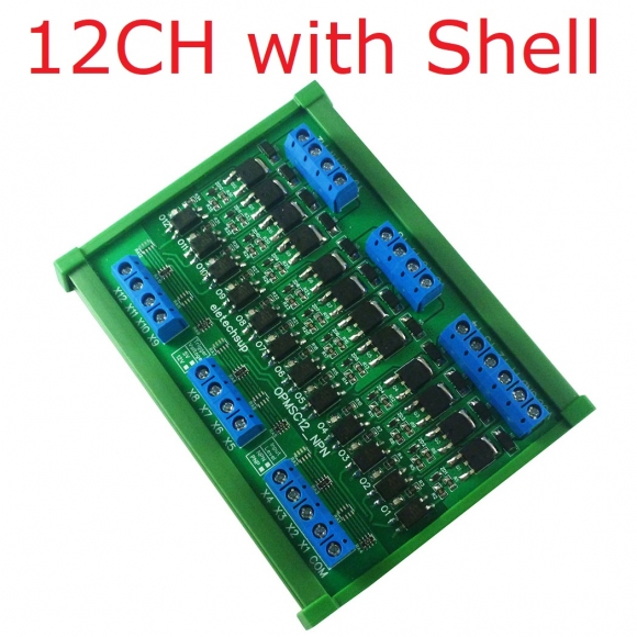 OPMSC12 NPN Input 3.3-5V NPN Output 12CH DC 3.3V/5V/12V/24V 5A PLC Signal Amplifier NPN/PNP Logic Level Converter Module