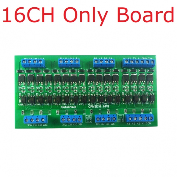 OPMSD16 Input 3.3-5V PNP Output 16CH DC 3.3-24V 5A MOS Solid State Relay Module Din Rail Mount NPN/PNP PLC IO Signal Amplifier for Motor Relay LED