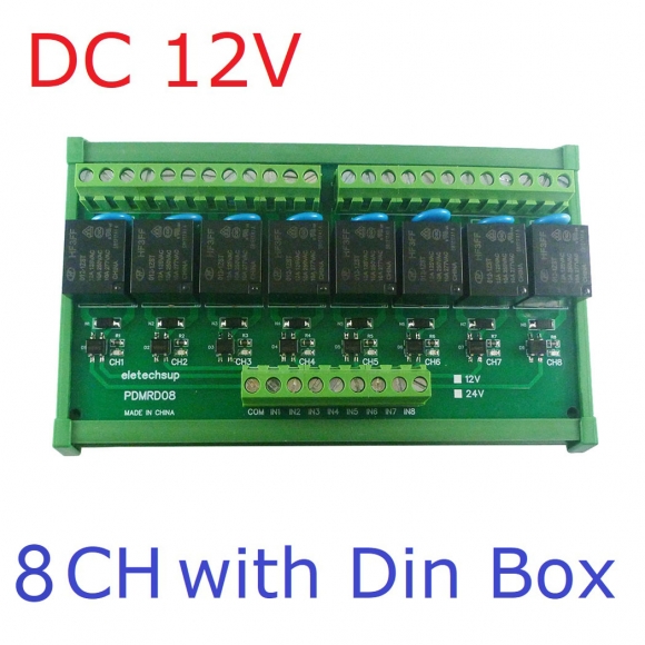 PDMRD08 DC12V 8CH NPN/PNP 30mA to 10A Digital IO Amplifier Relay Module PLC IO Board for PTZ RS485 Industrial Control