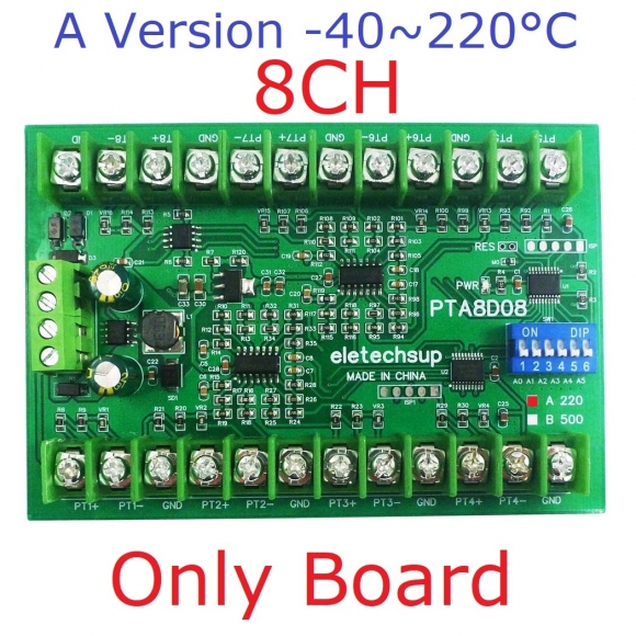 PTA8D08 -40℃ to +220℃ 8AI RS485 Analog Input PT100 RTD RS485 Temperature Sensor Acquisition Module replace NTC K Thermocouple DS18B20