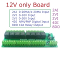 R4A8H08 12V 8DO 4DI 8AI RS485 Modbus RTU Multifunction Relay Module PLC IO Expanding Board 4-20MA 0-10V Current Voltage Collector R4A8H08