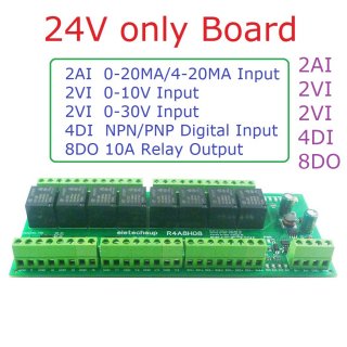 R4A8H08 24V 8DO 4DI 8AI RS485 Modbus RTU Multifunction Relay Module PLC IO Expanding Board 4-20MA 0-10V Current Voltage Collector R4A8H08