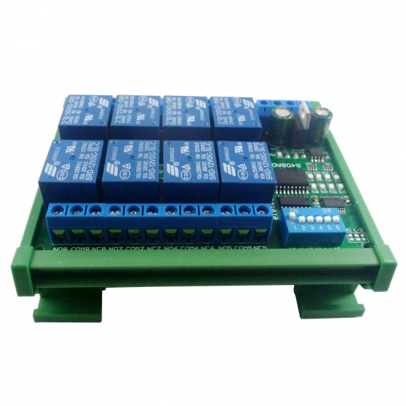 R4D8A08 DC 12V 8 Channel RS485 Relay Module Modbus RTU UART Remote Control Switch DIN35 C45 Rail Box for PLC PTZ Camera Security Monito