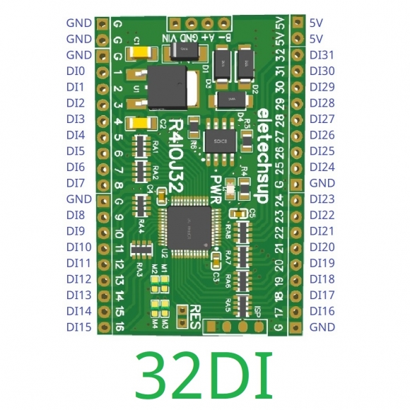 R4IOJ32 32DI Only Board 5 IN 1 32DI/32DO/16DI-16DO/8DI-24DO/24DI-8DO Modbus Rtu Digital 5V 3.3V TTL IO RS485 2.54mm Pin Core Board