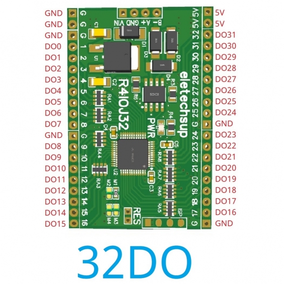 R4IOJ32 32DO Only Board 5 IN 1 32DI/32DO/16DI-16DO/8DI-24DO/24DI-8DO Modbus Rtu Digital 5V 3.3V TTL IO RS485 2.54mm Pin Core Board