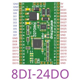 R4IOJ32 8DI 24DO With Pin 5 IN 1 32DI/32DO/16DI-16DO/8DI-24DO/24DI-8DO Modbus Rtu Digital 5V 3.3V TTL IO RS485 2.54mm Pin Core Board