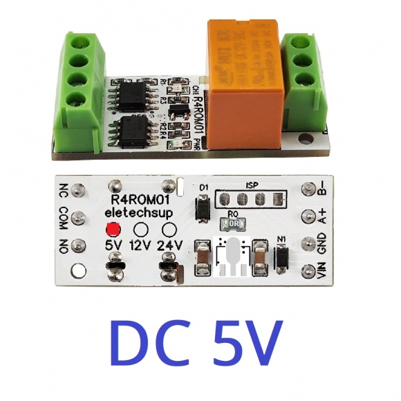 R4ROM01 (DC 5V) 3A Mini Size & Low Noise 5V 12V 24V RS485 Relay Board Modbus Rtu Remote IO 110V 120V 220V Small Electronic Switch