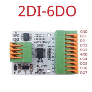 R4SLS08 2DI-6DO DC 12V 24V Quick Wiring Connector RS485 Modbus Remote IO NPN PNP DI-DO Module 141R Spring Terminal Block for Relay Smart Home