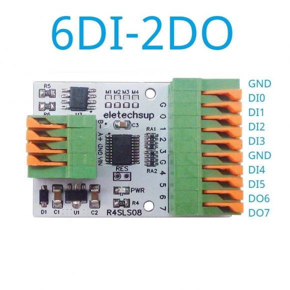 R4SLS08 6DI-2DO DC 12V 24V Quick Wiring Connector RS485 Modbus Remote IO NPN PNP DI-DO Module 141R Spring Terminal Block for Relay Smart Home