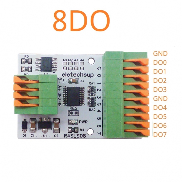 R4SLS08 8DO DC 12V 24V Quick Wiring Connector RS485 Modbus Remote IO NPN PNP DI-DO Module 141R Spring Terminal Block for Relay Smart Home