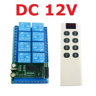RF23G08 TB455 DC 12V 8CH 433.92M EV1527 Learning Code OOK ASK RC RF Remote Control Wireless Controller Kit